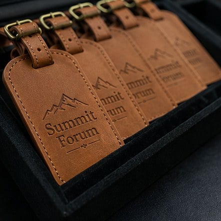 Customized leather luggage tags for conferences and events