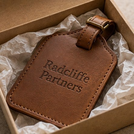 Customized leather luggage tags for corporate gifting