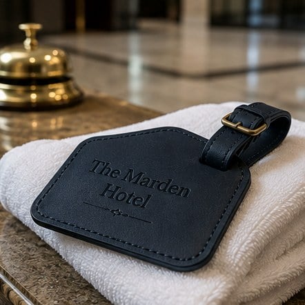 Customized leather luggage tags for hotels and resorts