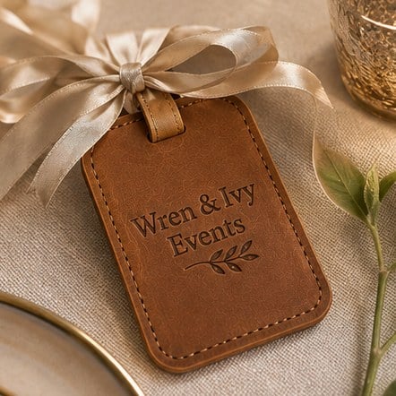 Customized leather luggage tags for weddings and parties