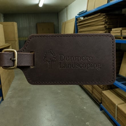 Personalized leather luggage tags - customer photo