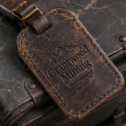 Personalized luggage tags with a logo